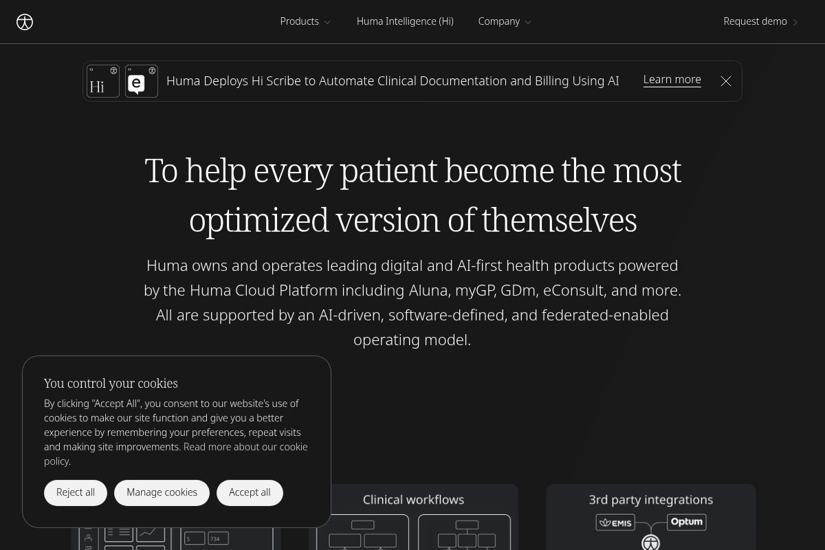 Huma website preview