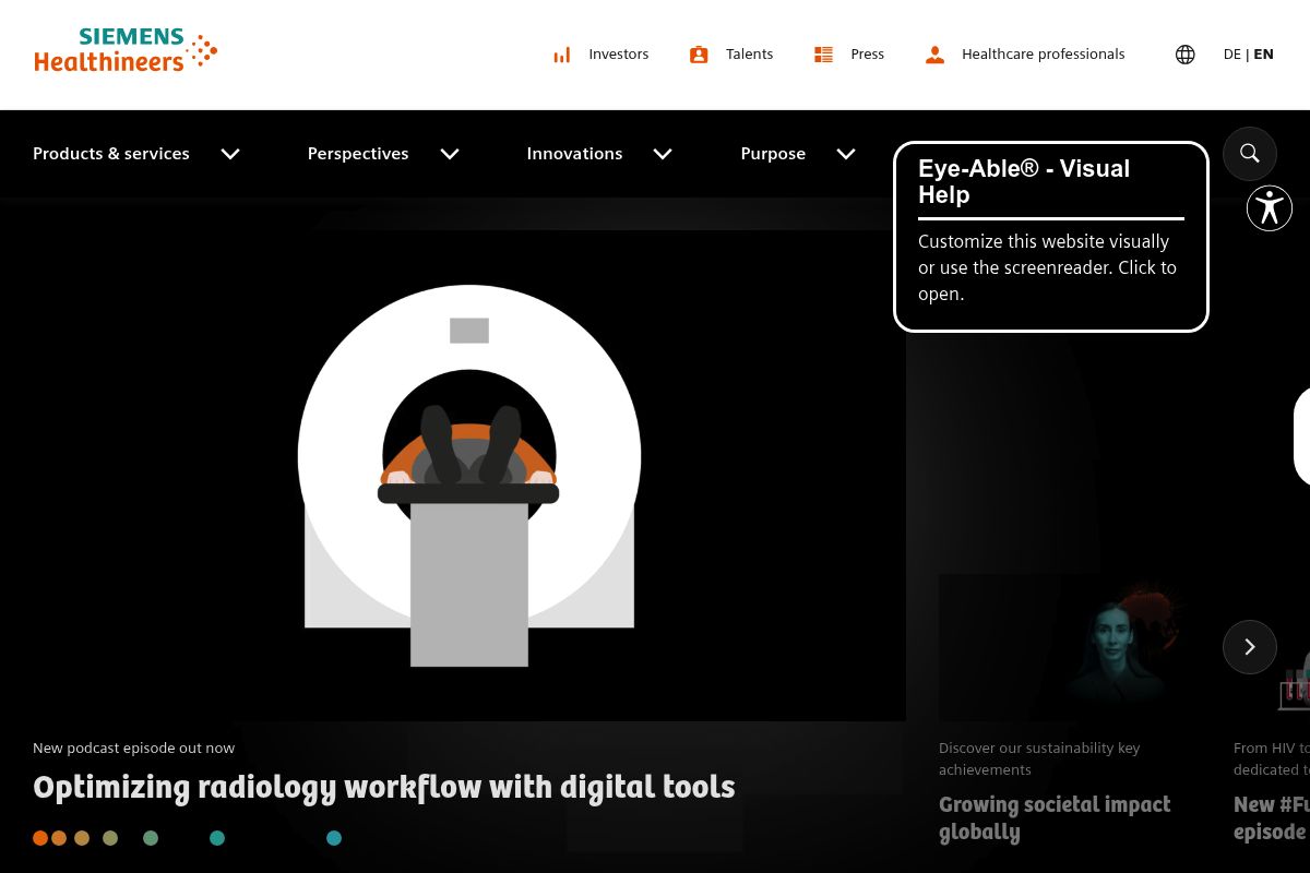 Siemens Healthineers website preview