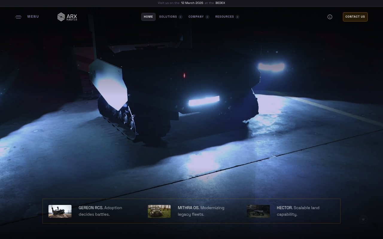 ARX Robotics website preview