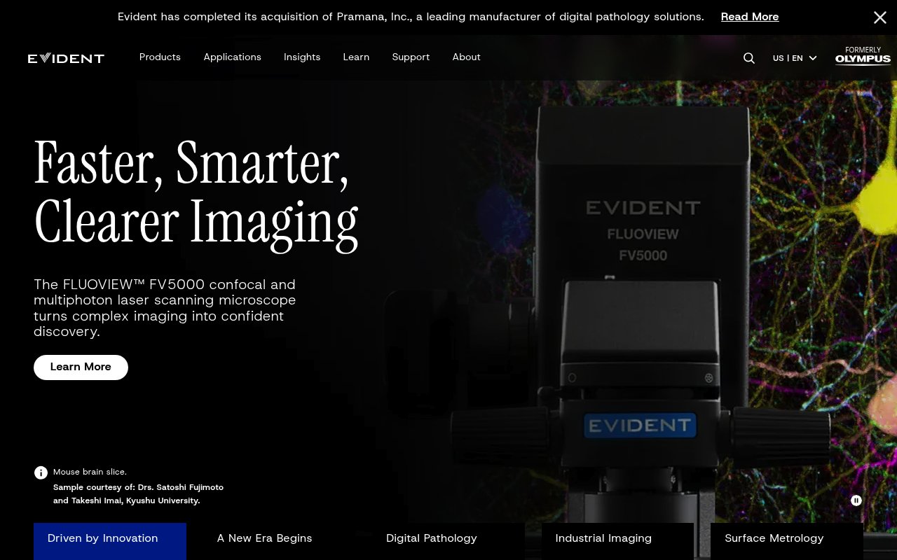 Evident Scientific website preview
