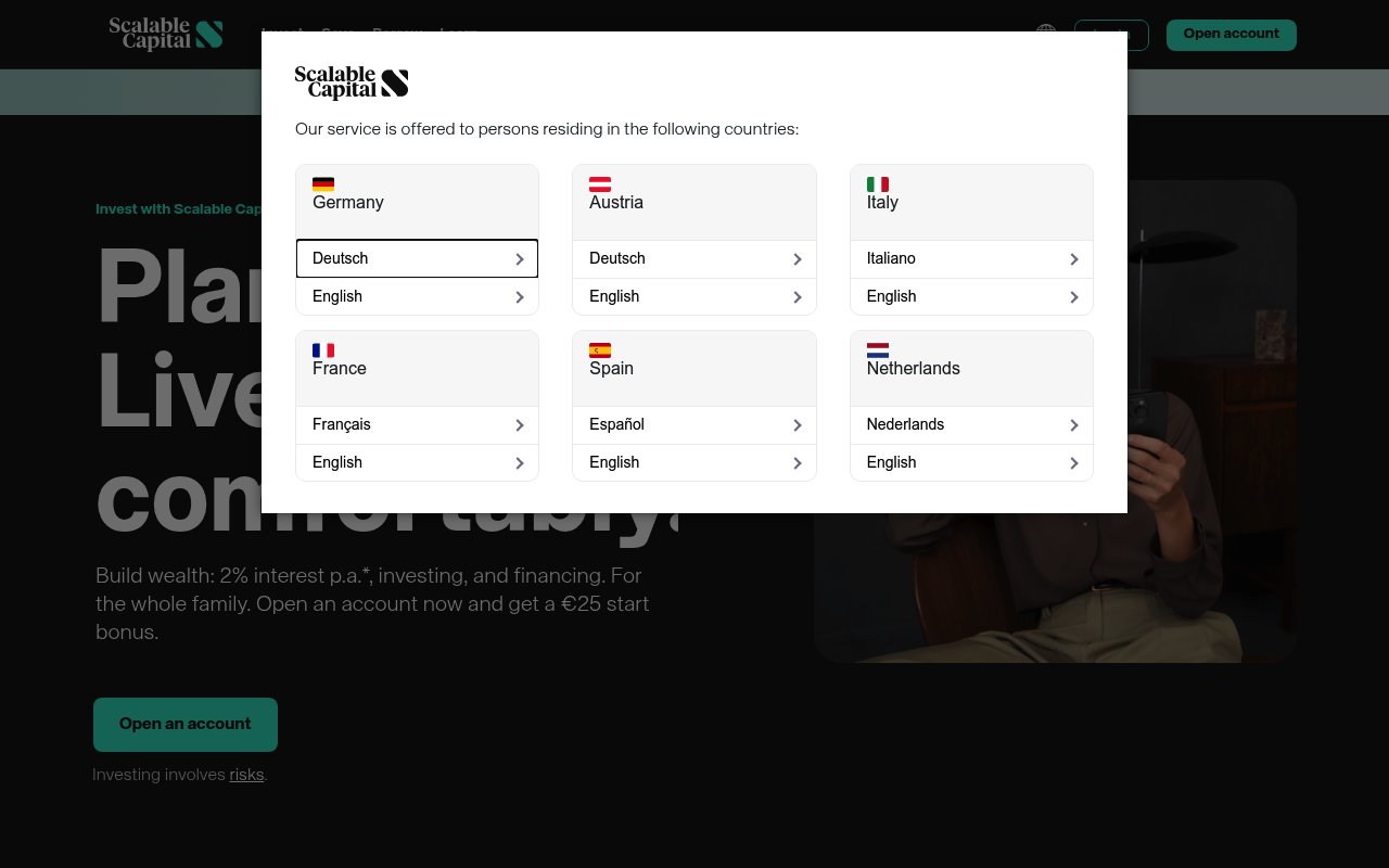 Scalable Capital website preview