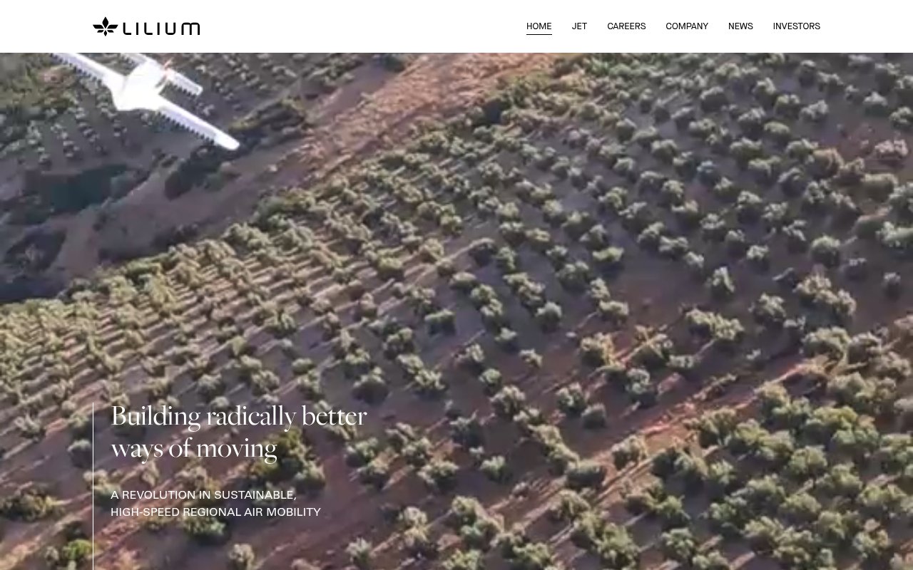 Lilium Aviation website preview
