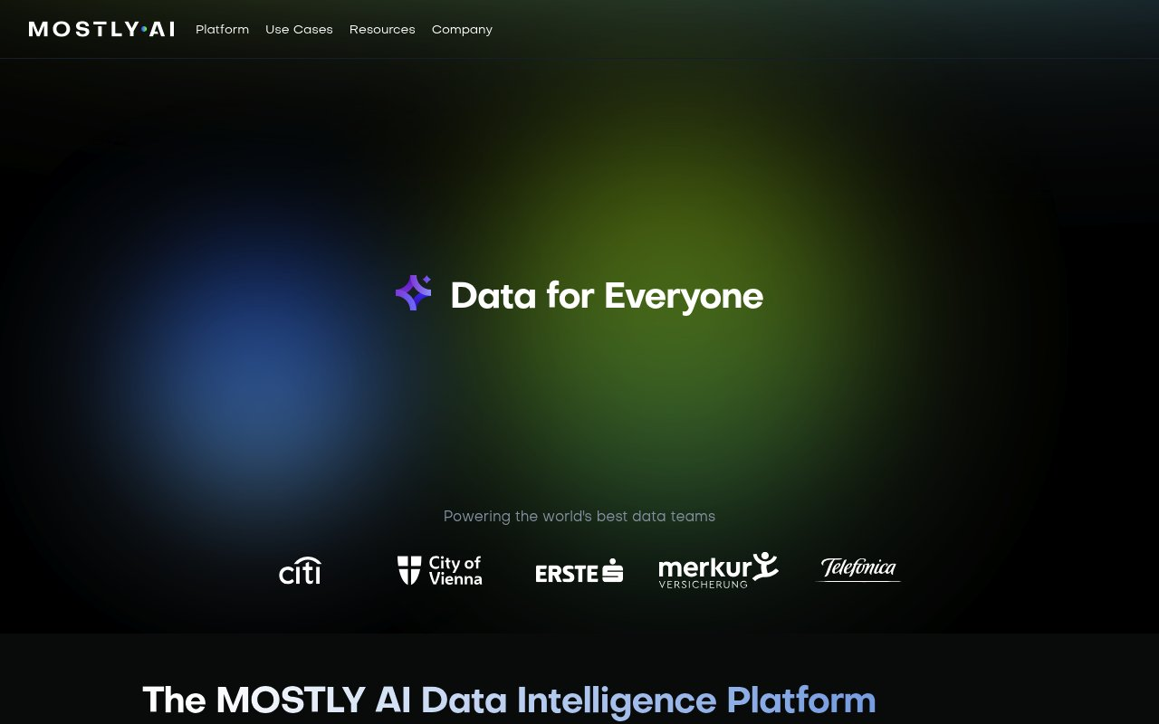 MOSTLY AI website preview