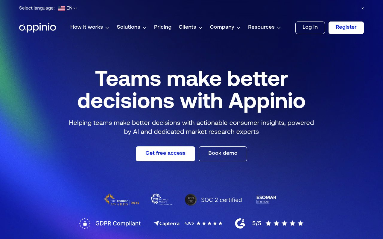 Appinio website preview