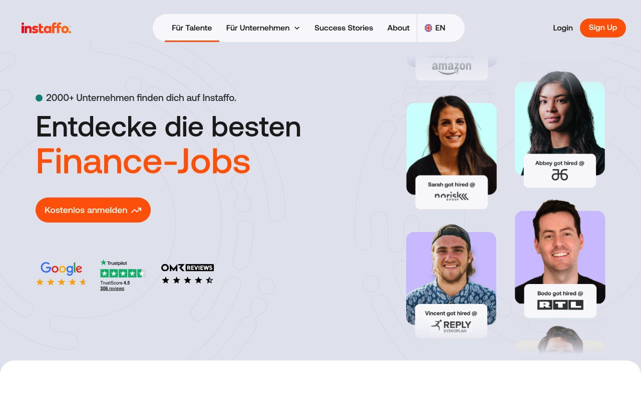 Instaffo website preview