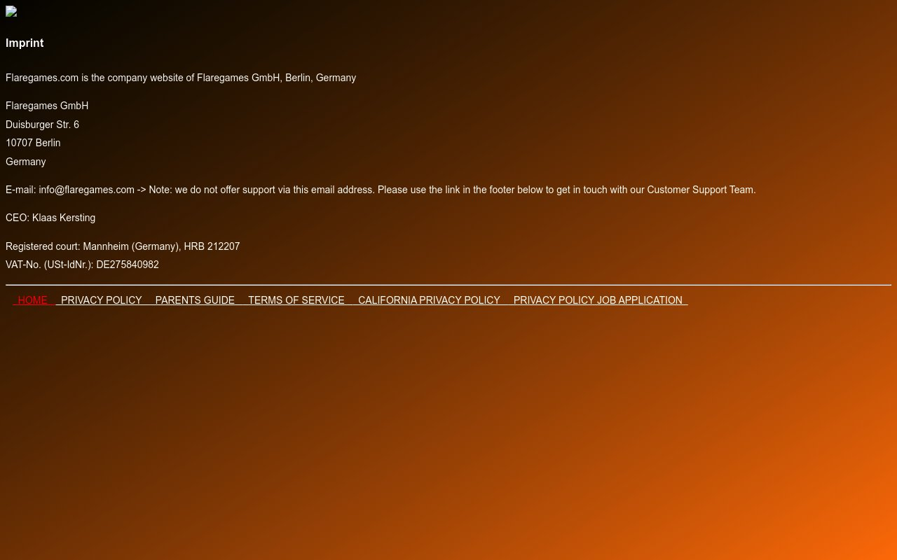 Flaregames GmbH website preview