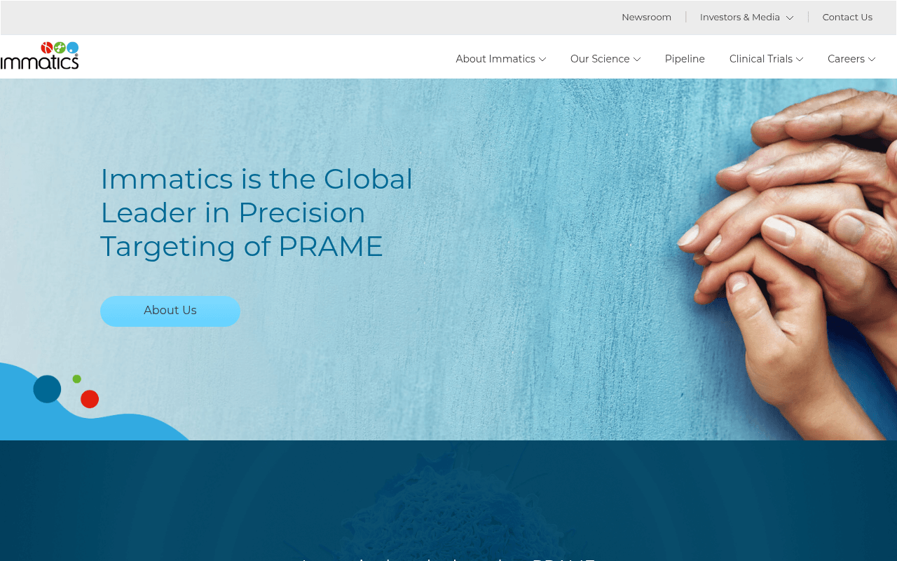 Immatics N.V. website preview