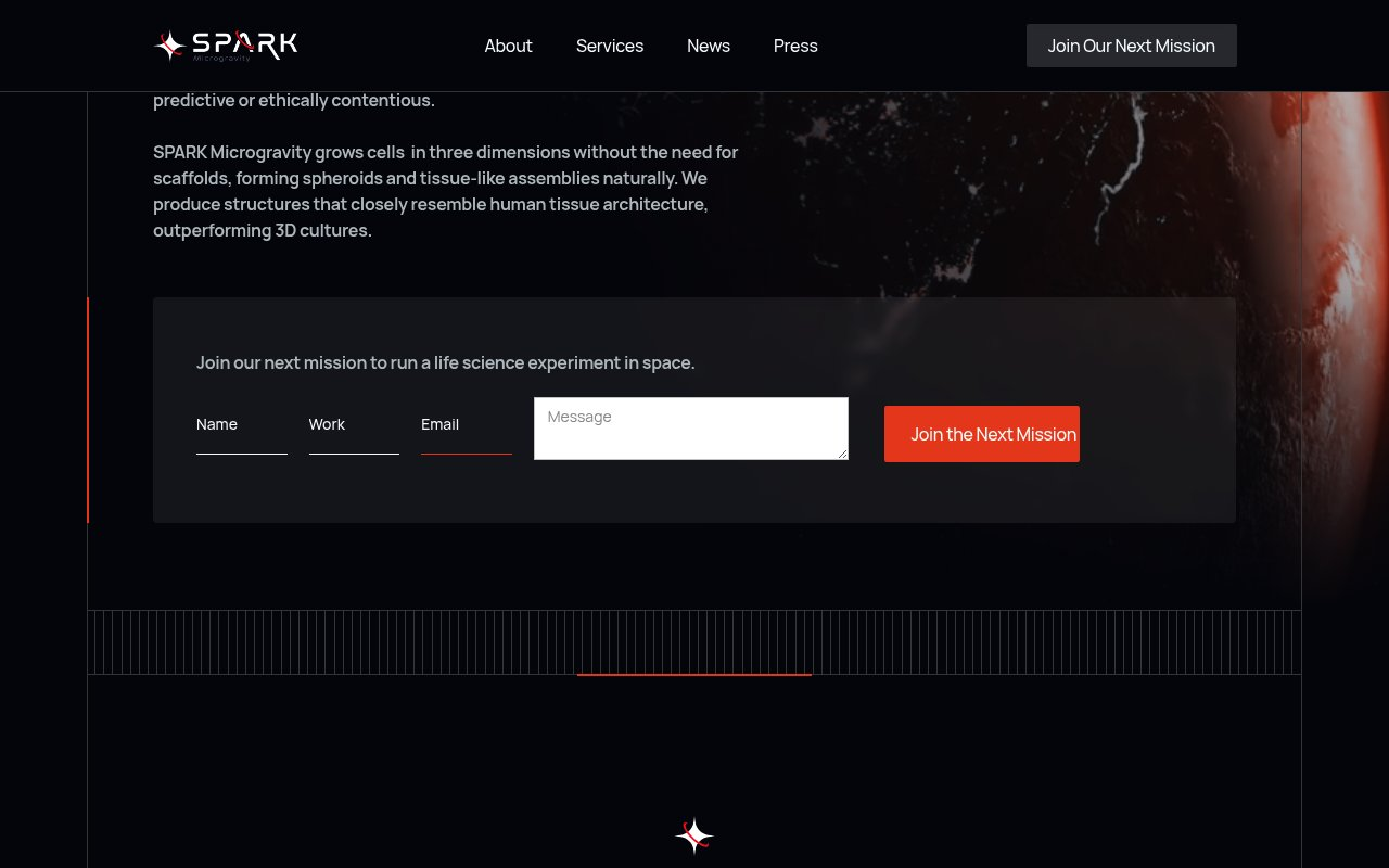SPARK Microgravity GmbH website preview