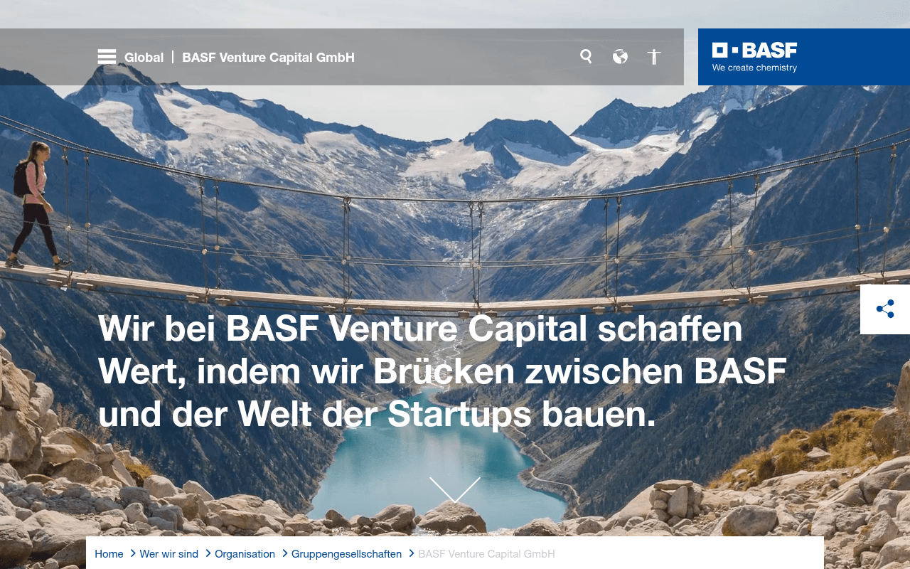 BASF Venture Capital website preview