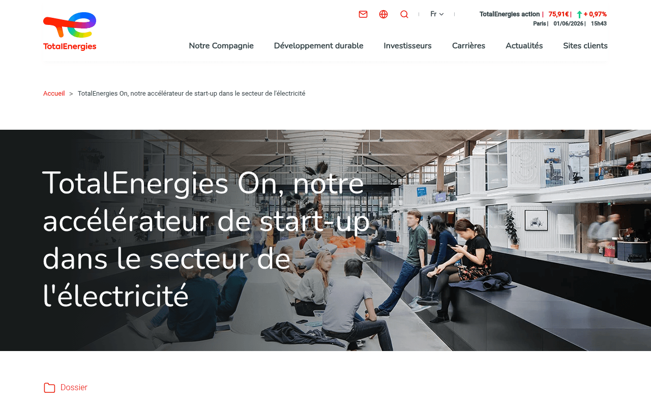 TotalEnergies Ventures website preview
