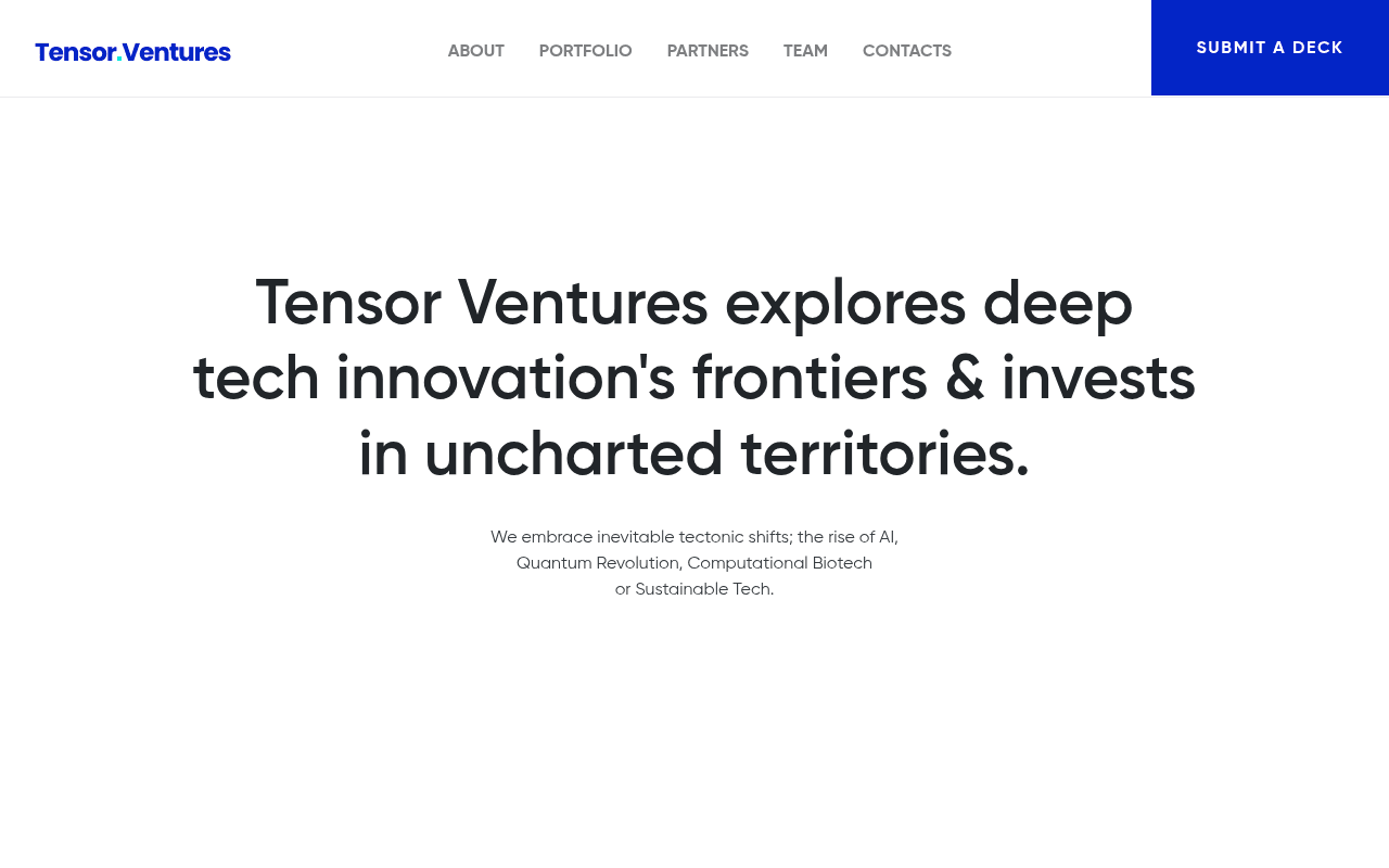Tensor Ventures website preview