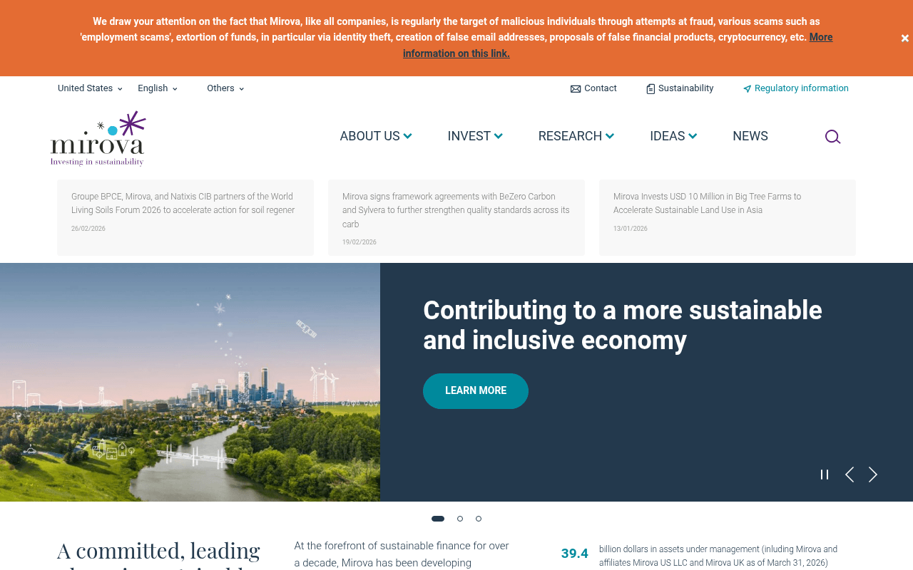 Mirova website preview