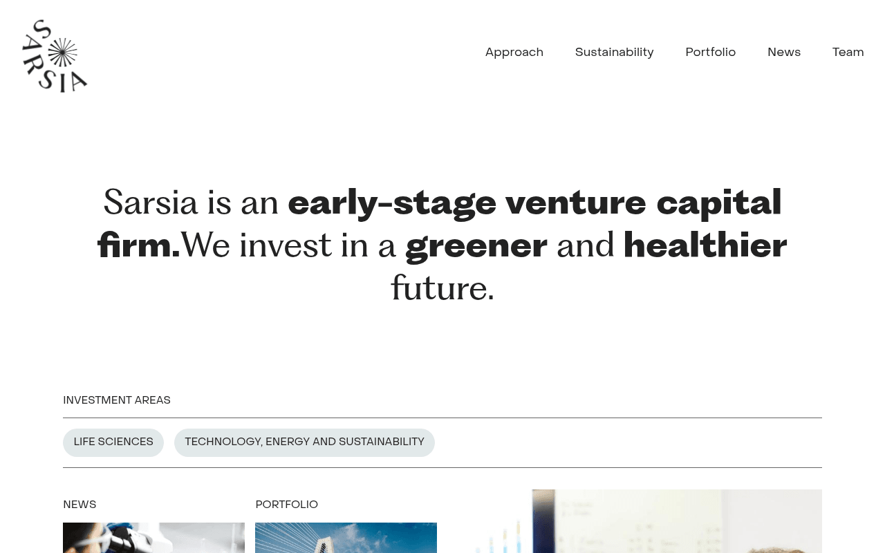 Sarsia Seed website preview