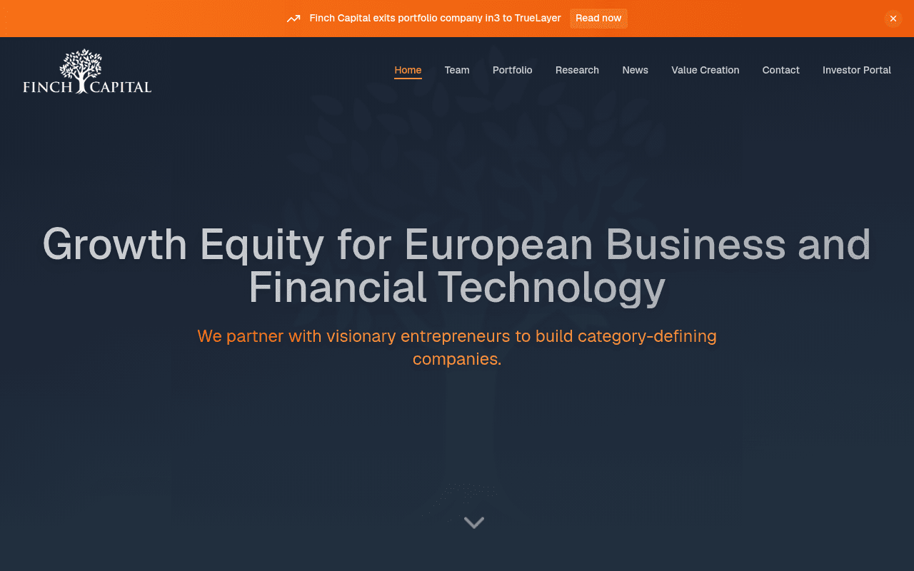 Finch Capital website preview