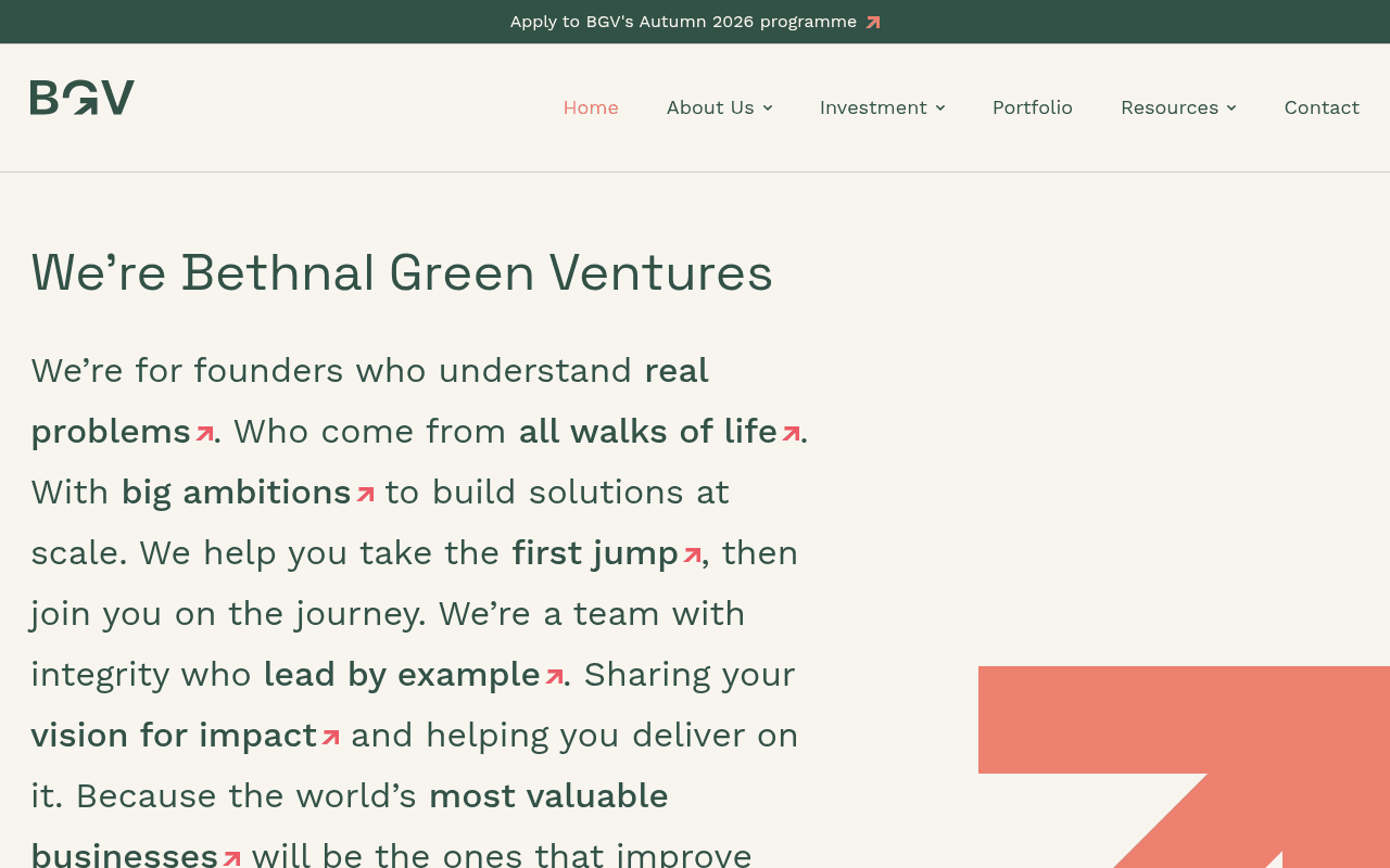 Bethnal Green Ventures website preview