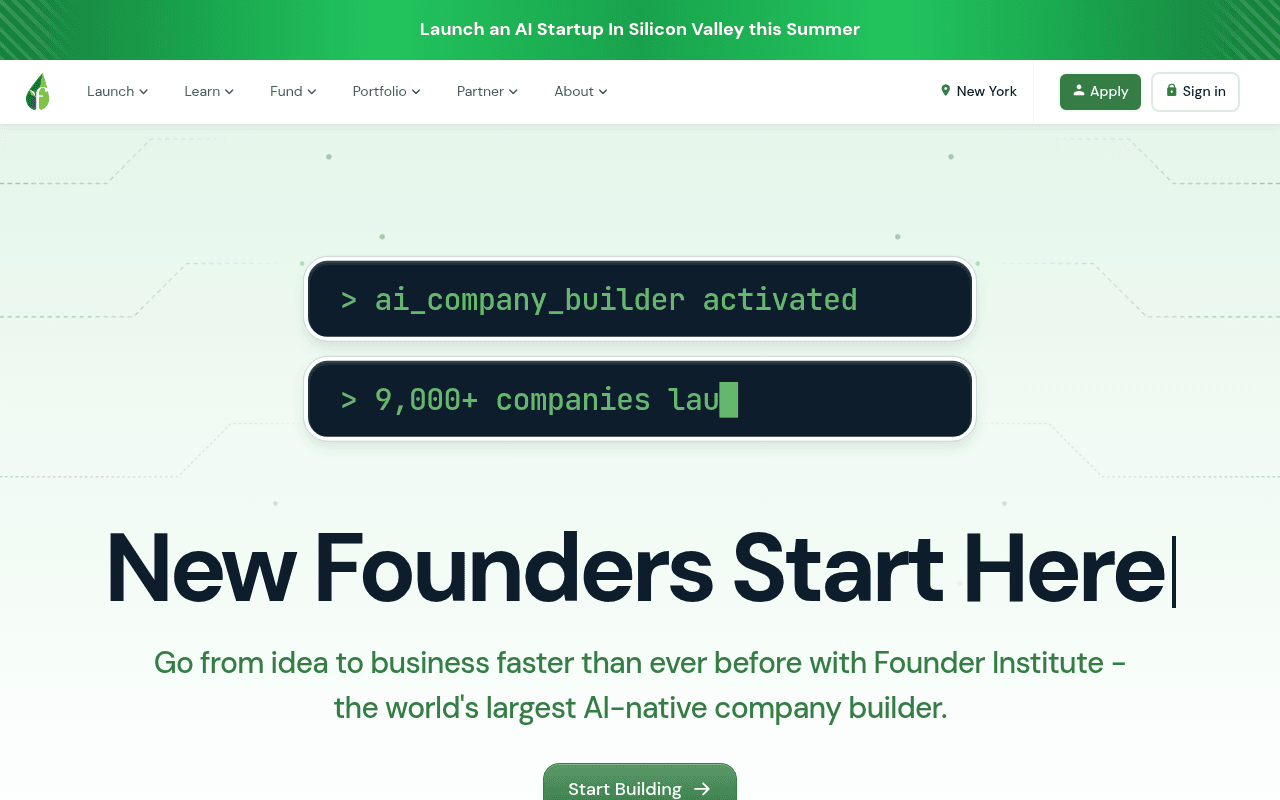 Founder Institute website preview