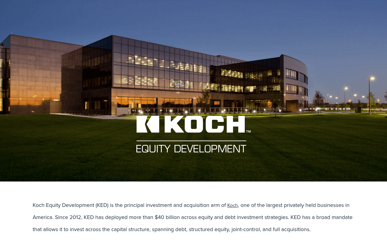 Koch Equity Development website preview