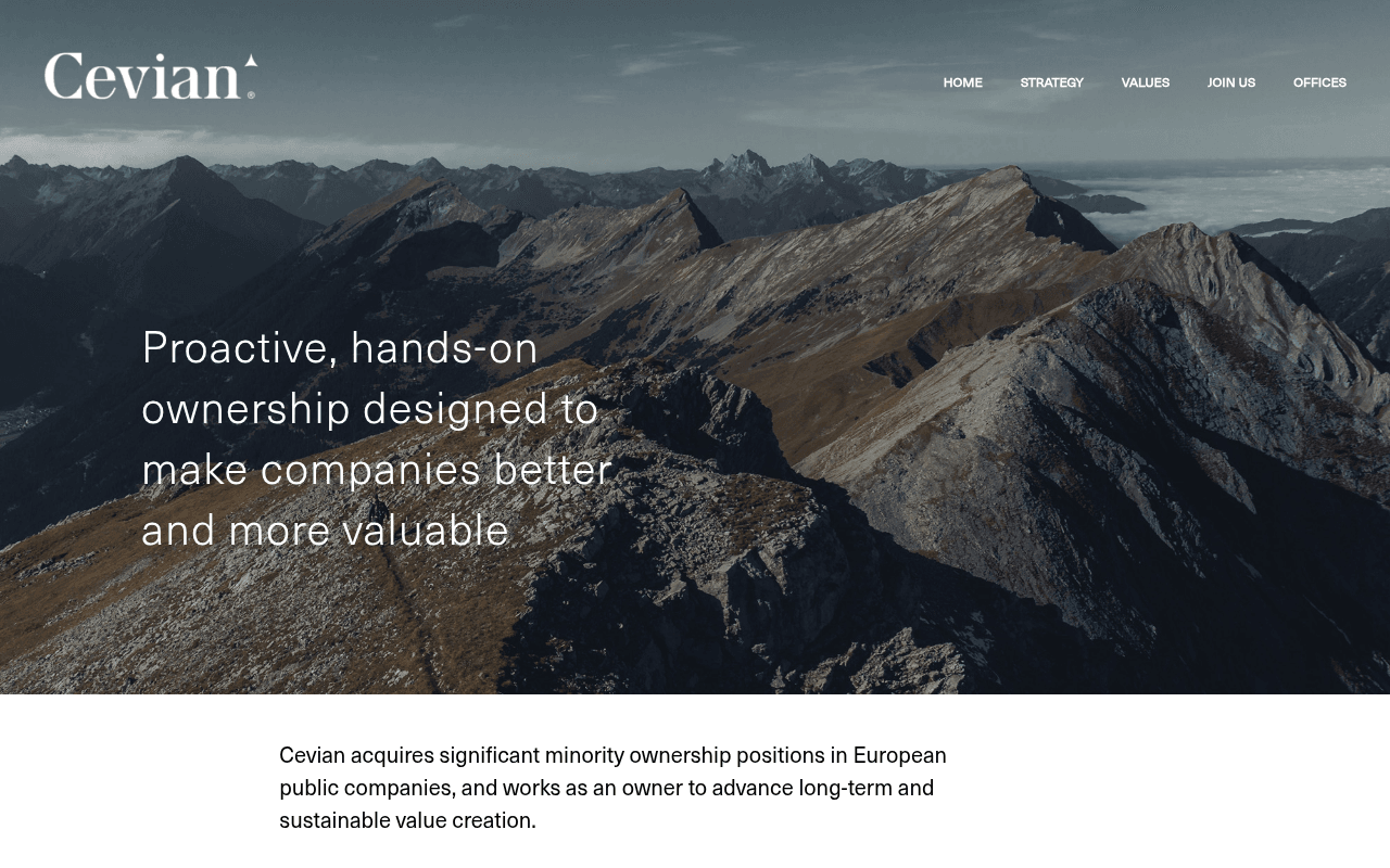Cevian Capital website preview