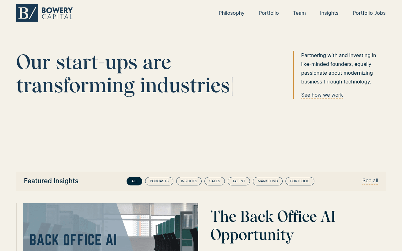 Bowery Capital website preview