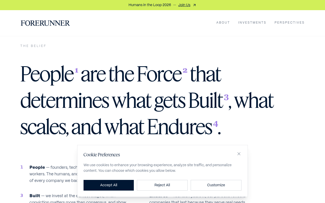 Forerunner Ventures website preview
