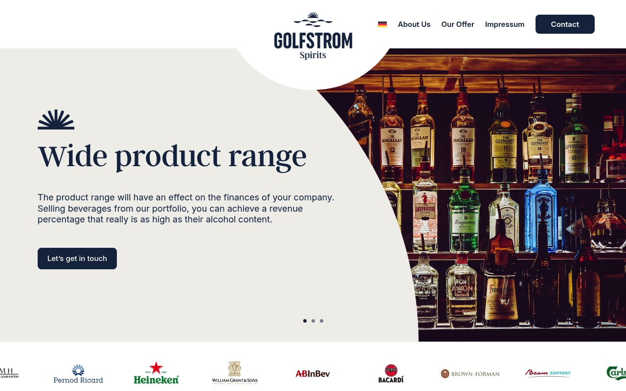 Golfstrom Spirits GmbH website preview