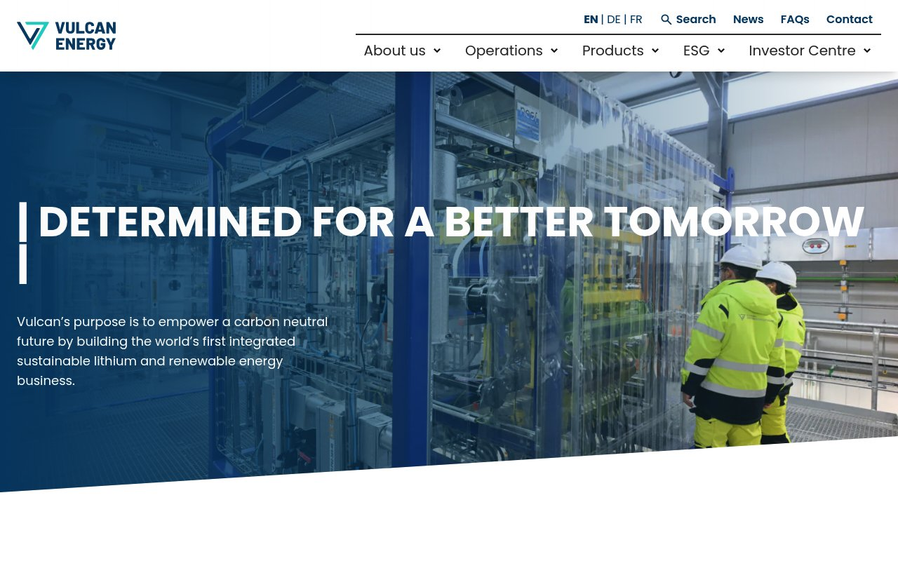 Vulcan Energy Resources website preview
