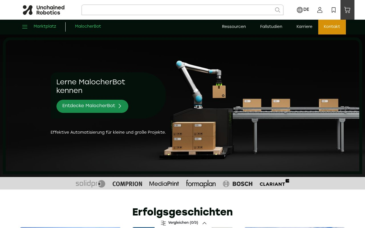 Unchained Robotics website preview