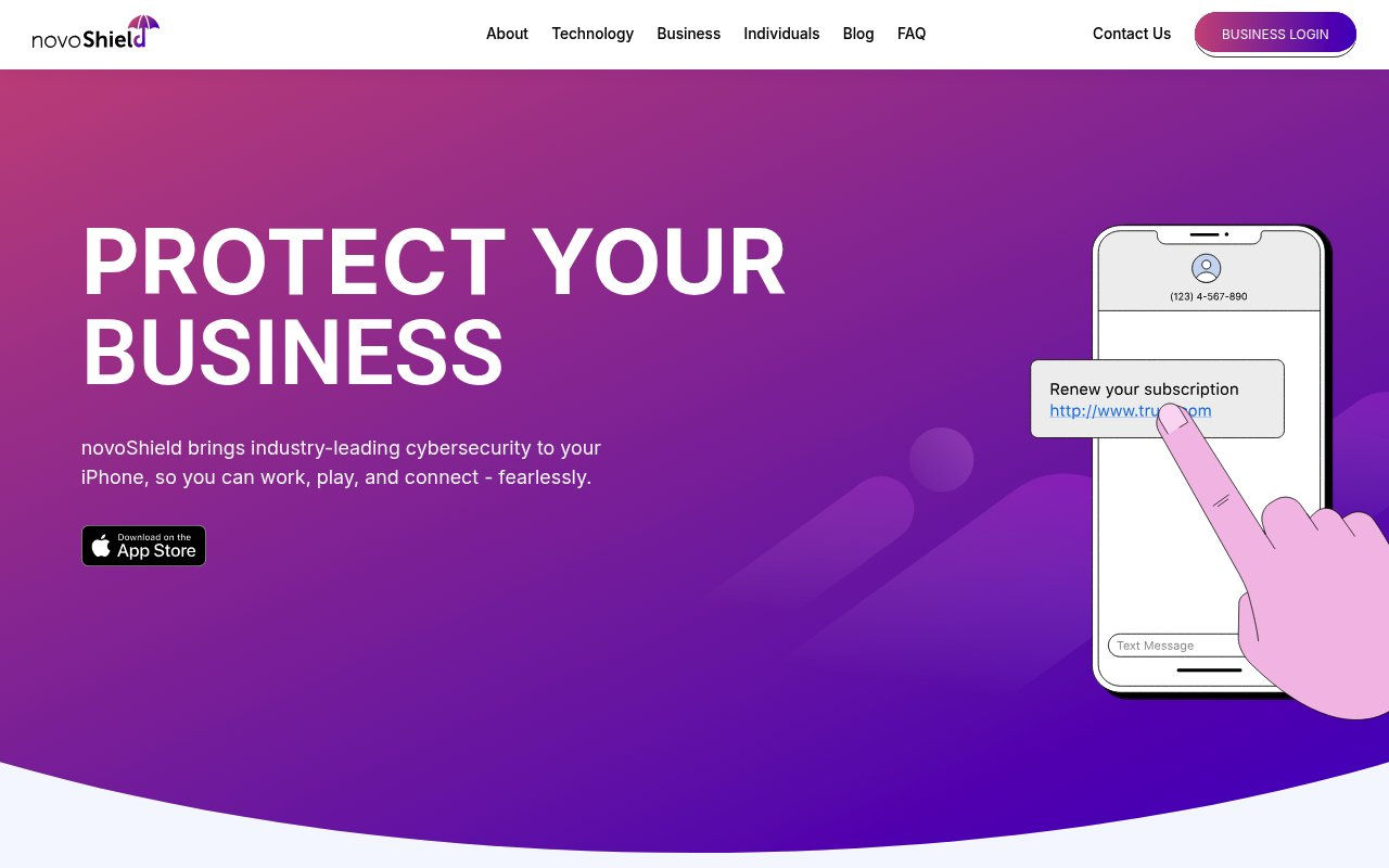 novoShield website preview