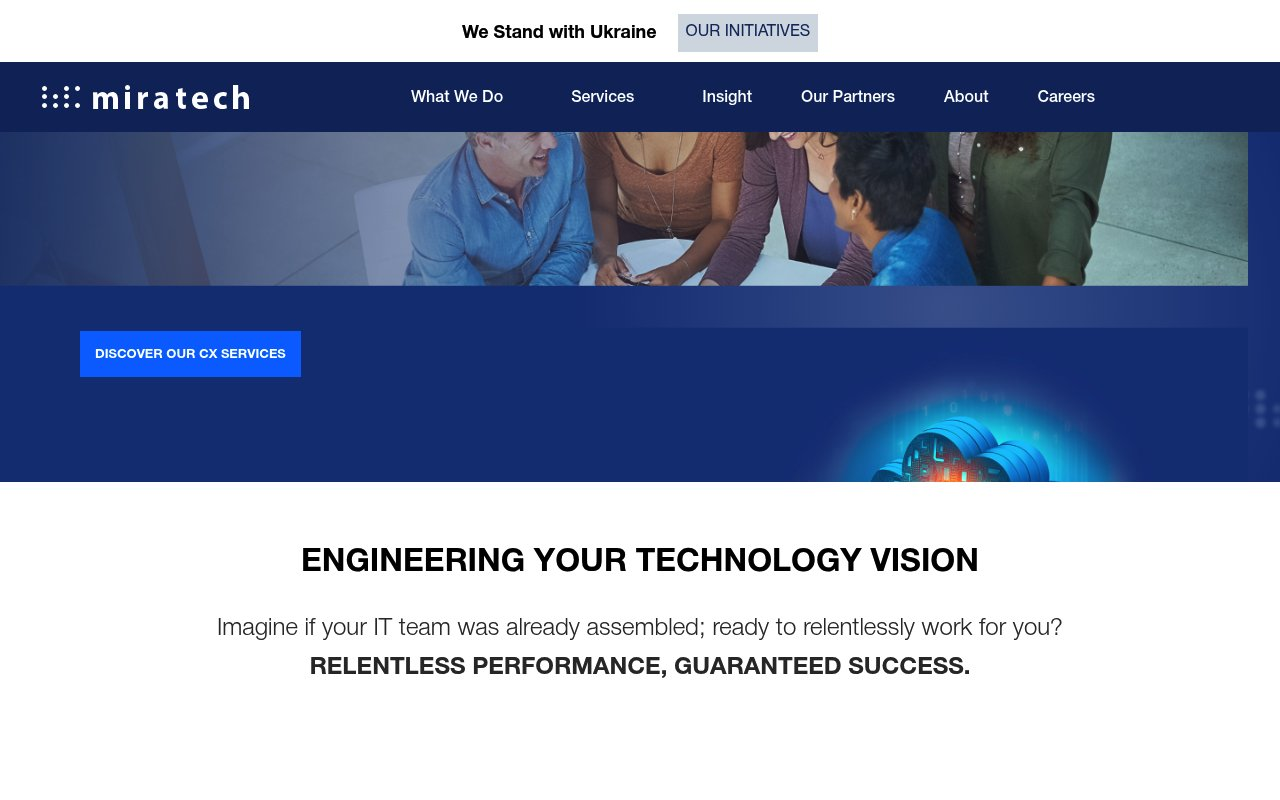 Miratech website preview