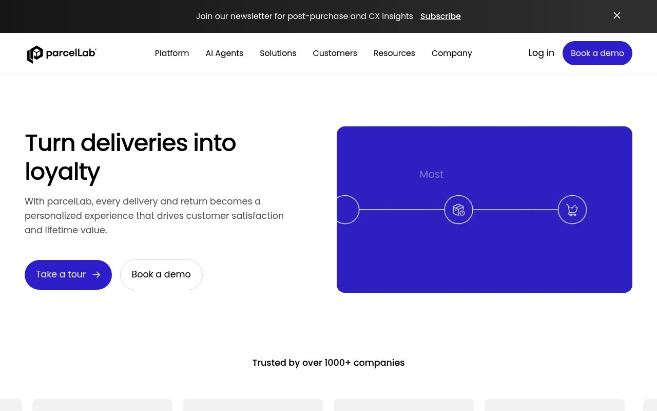 parcelLab website preview