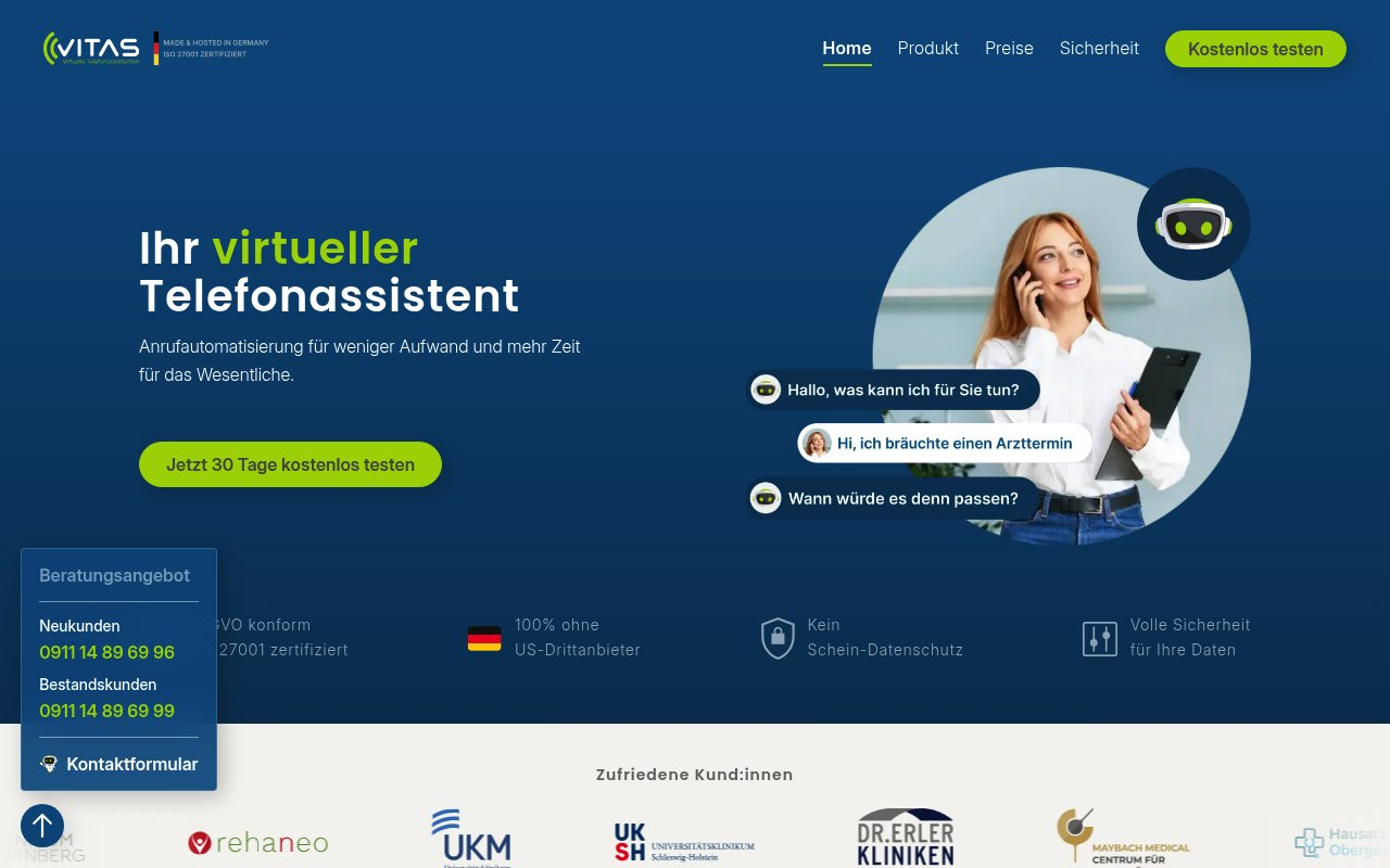 Telefonassistent website preview