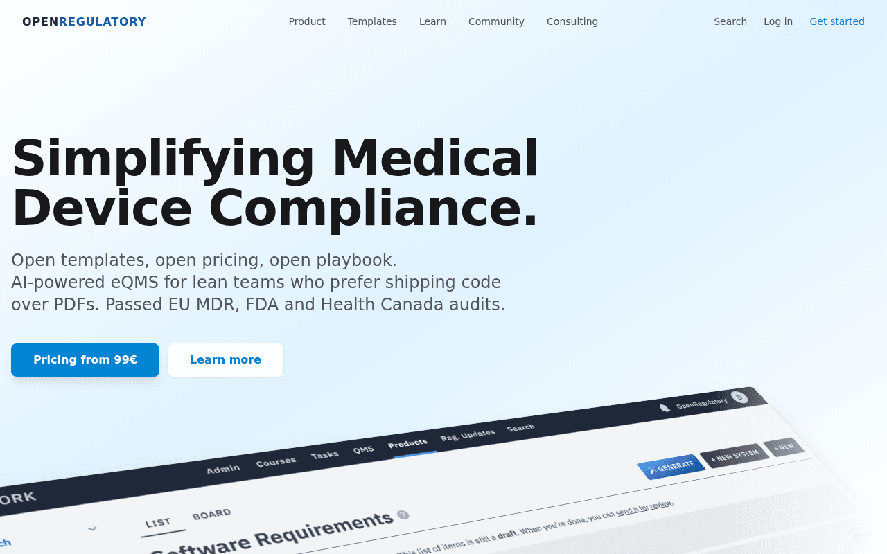 Open Regulatory website preview