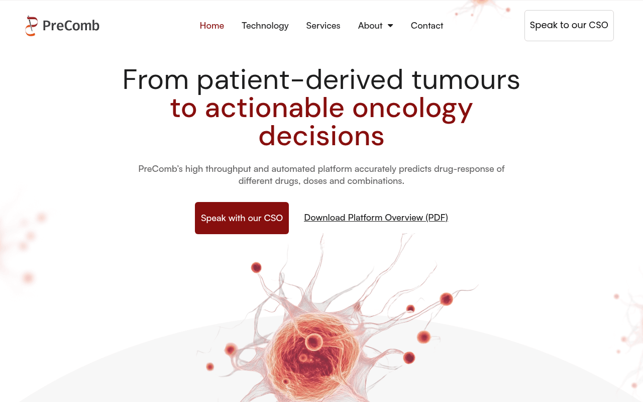 PreComb Therapeutics AG website preview