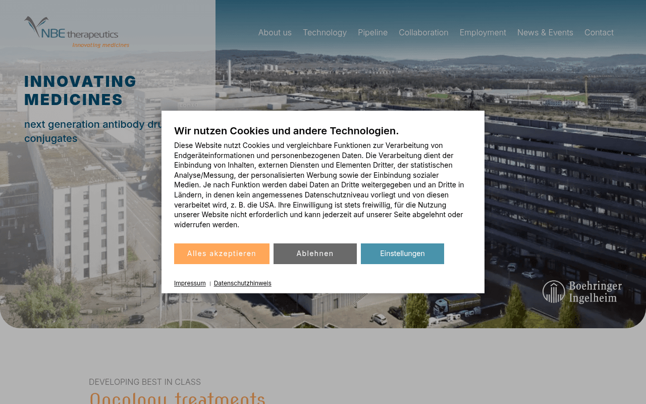 NBE-Therapeutics website preview