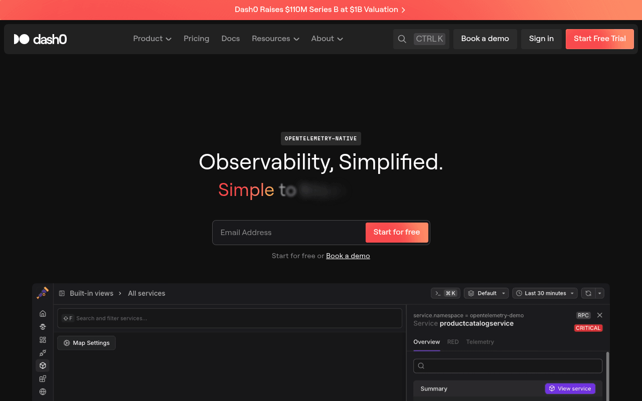 Dash0 website preview