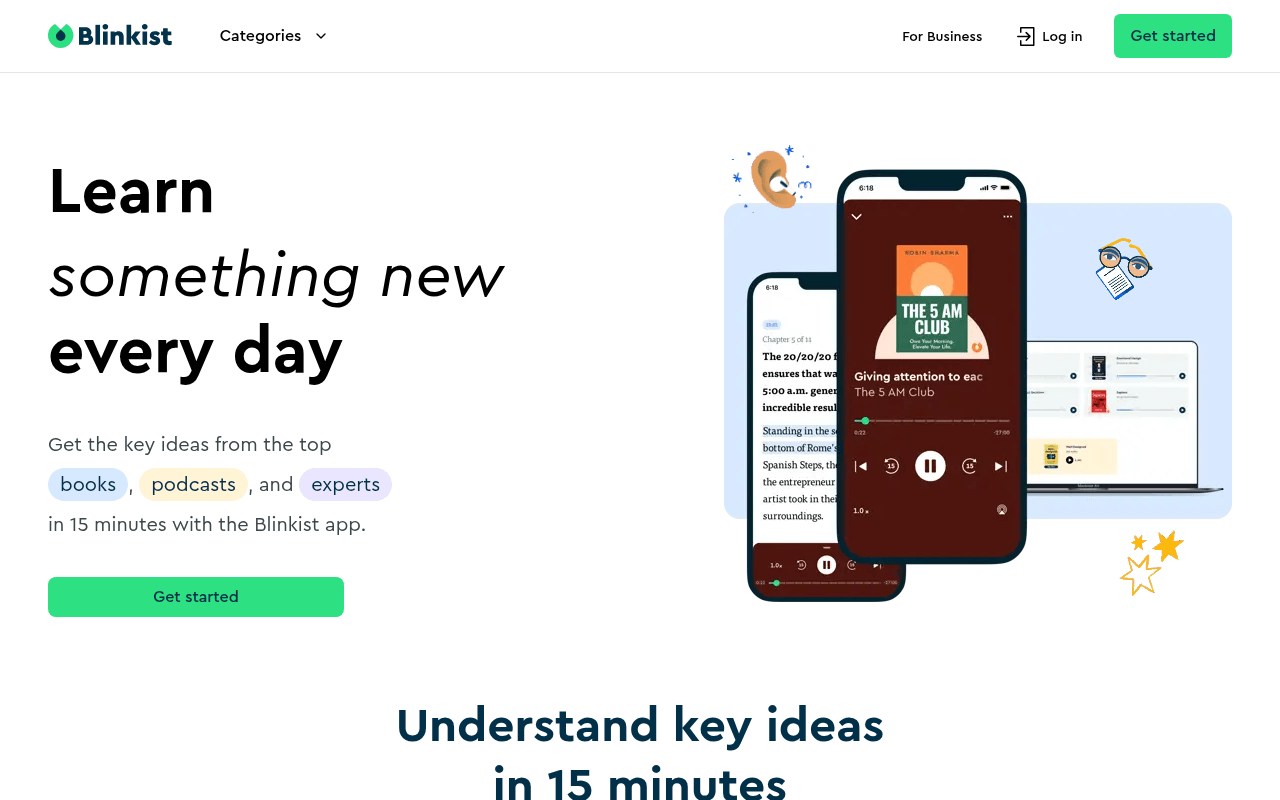 Blinkist website preview