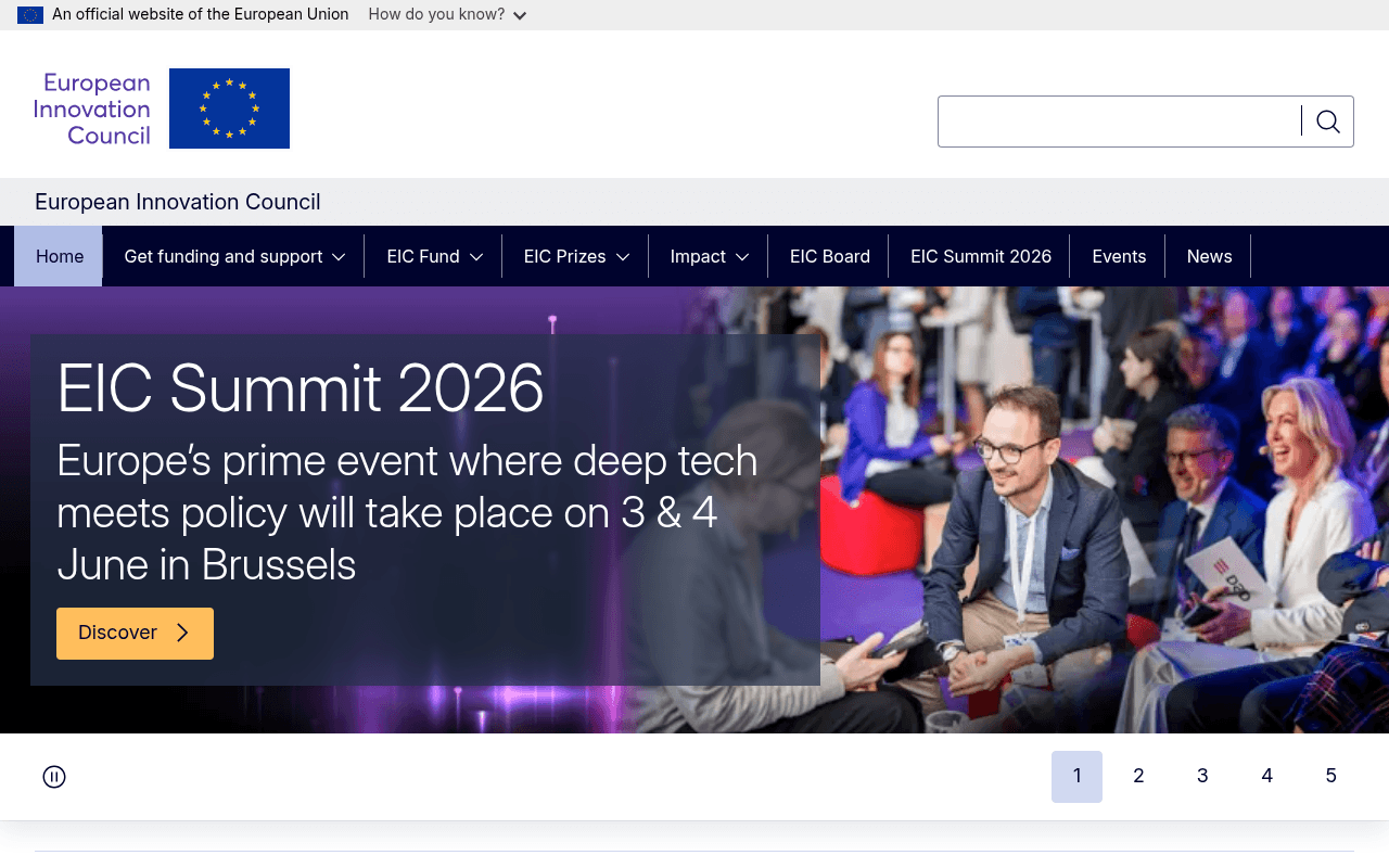 European Innovation Council website preview