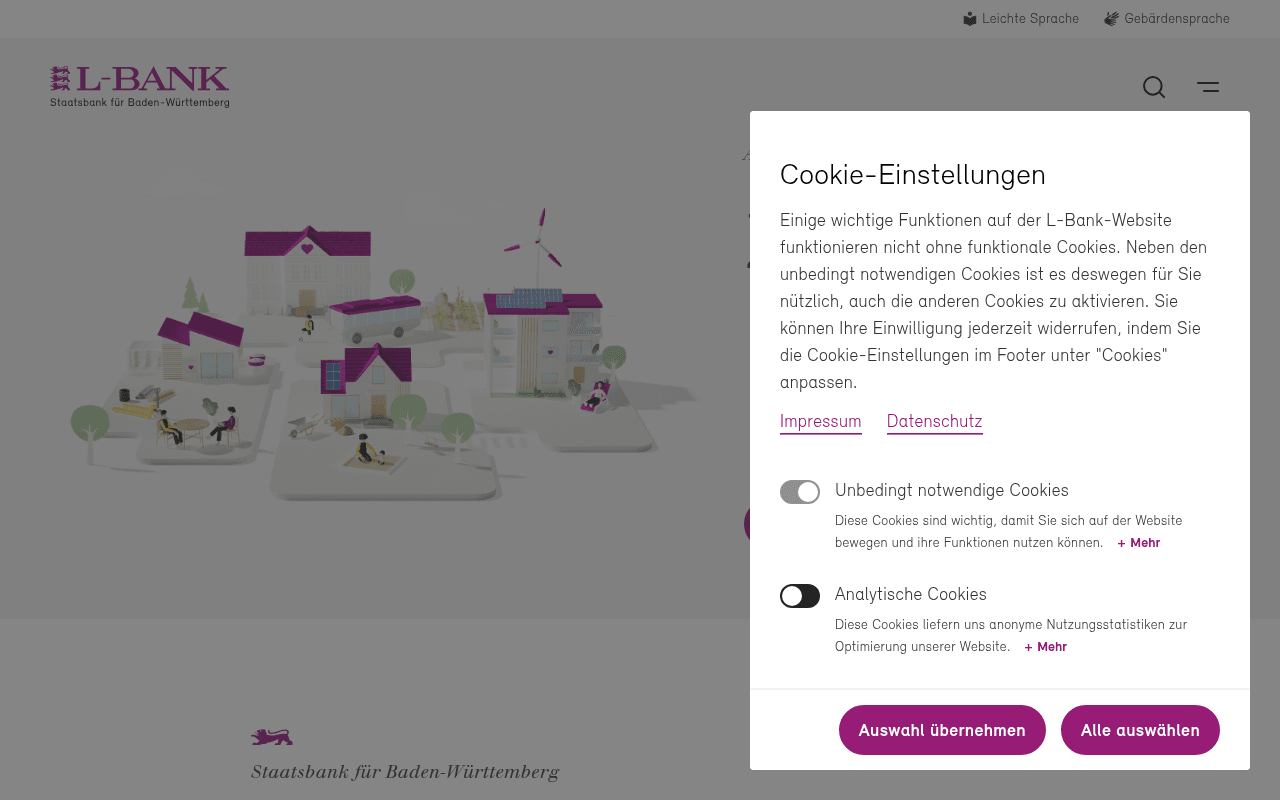 L-Bank – Staatsbank für Baden-Württemberg website preview