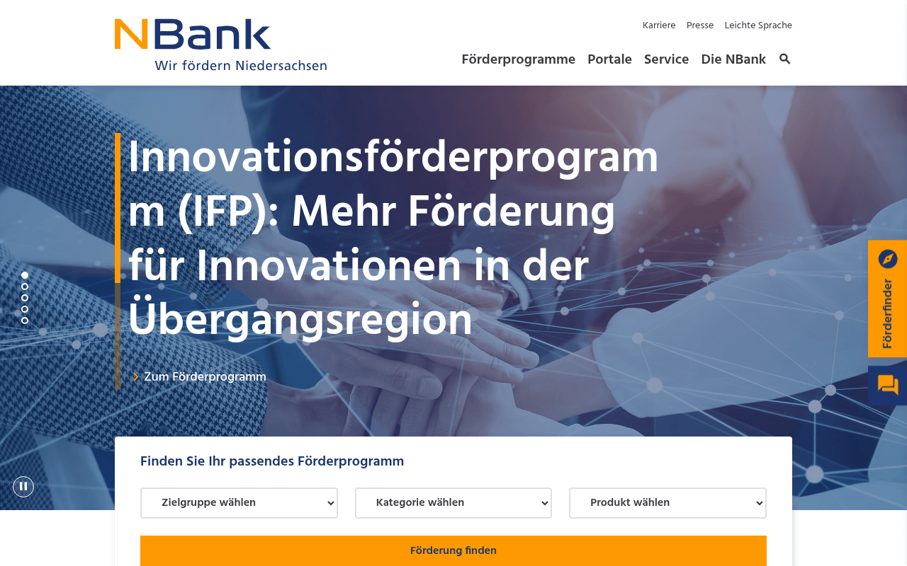 NBank – Investitions- und Förderbank Niedersachsen website preview