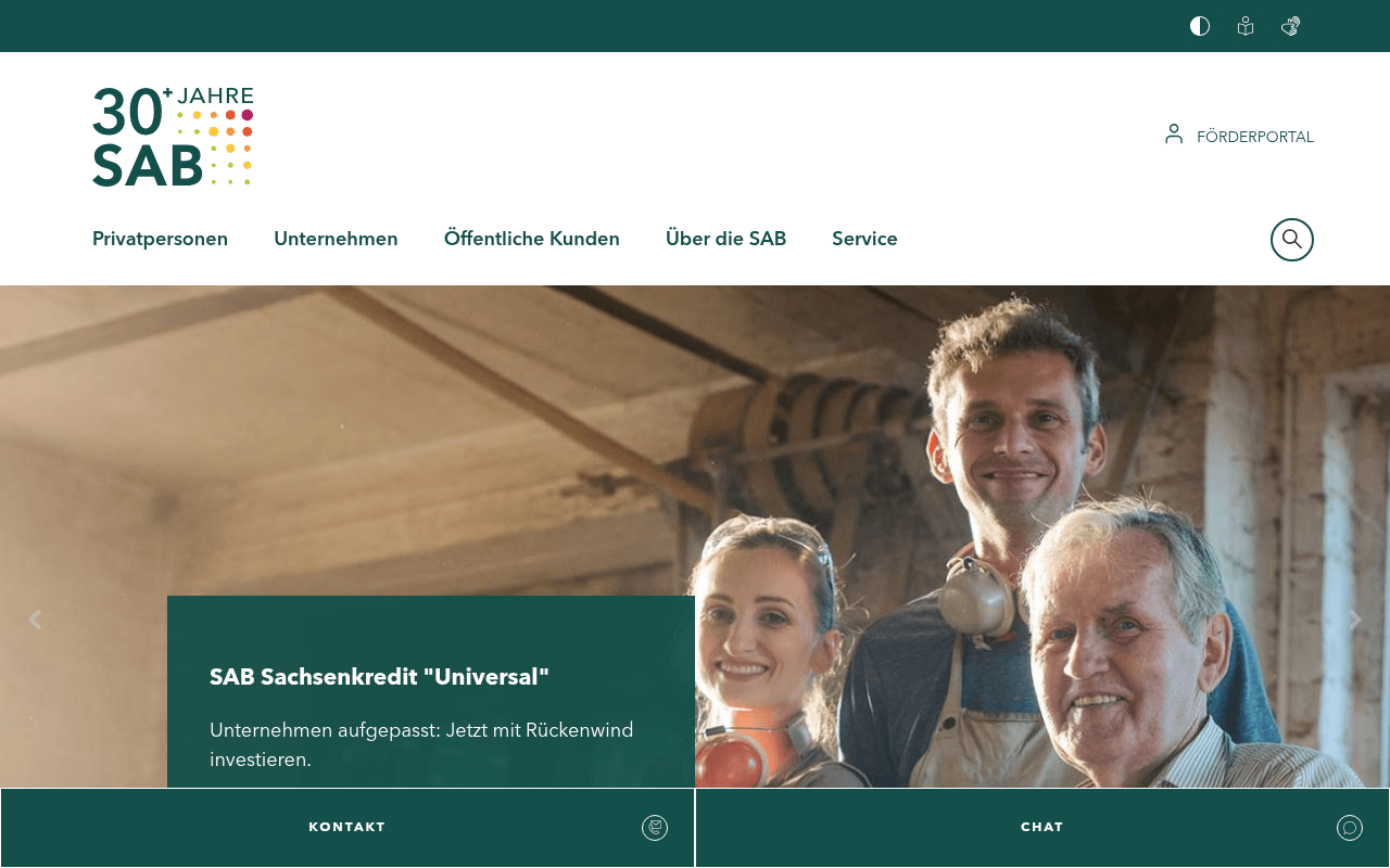 Sächsische Aufbaubank (SAB) website preview