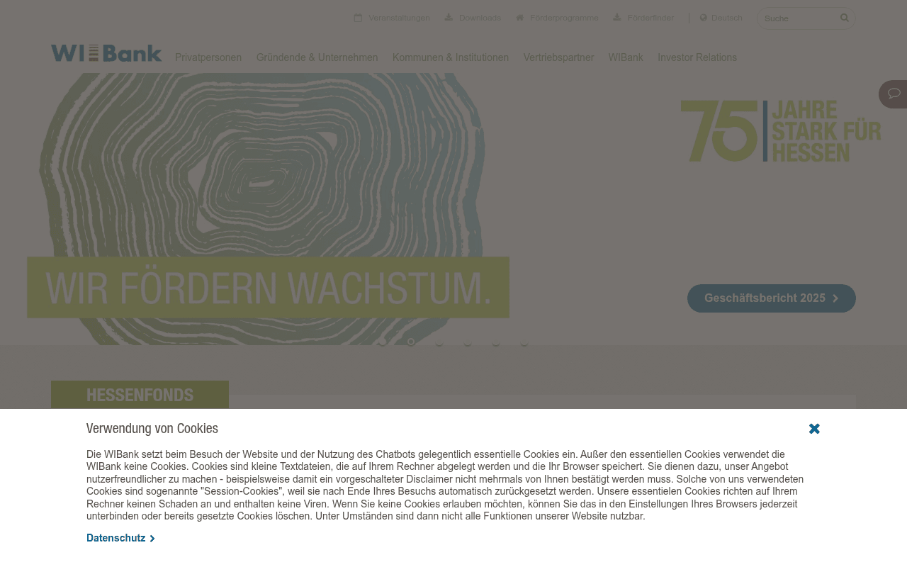 WIBank – Wirtschafts- und Infrastrukturbank Hessen website preview