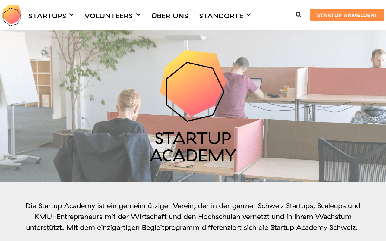 Startup Academy: Home website preview