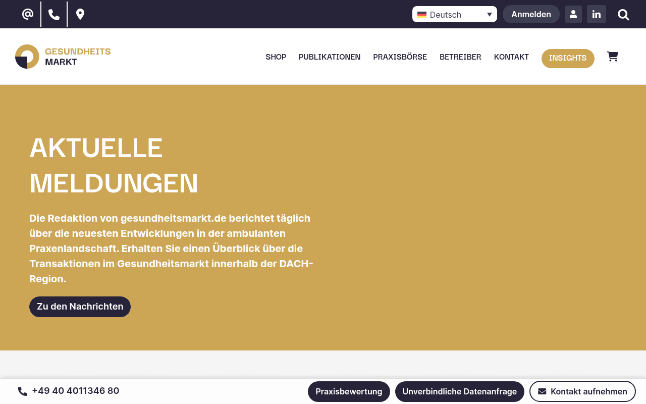 Startup-Finanzierung im Gesundheitsmarkt 2025 website preview