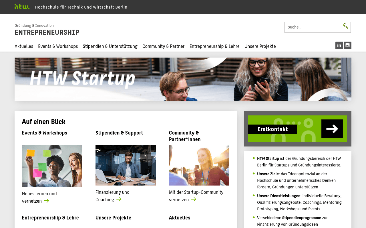 Startup-Sommeruni - HTW Berlin website preview
