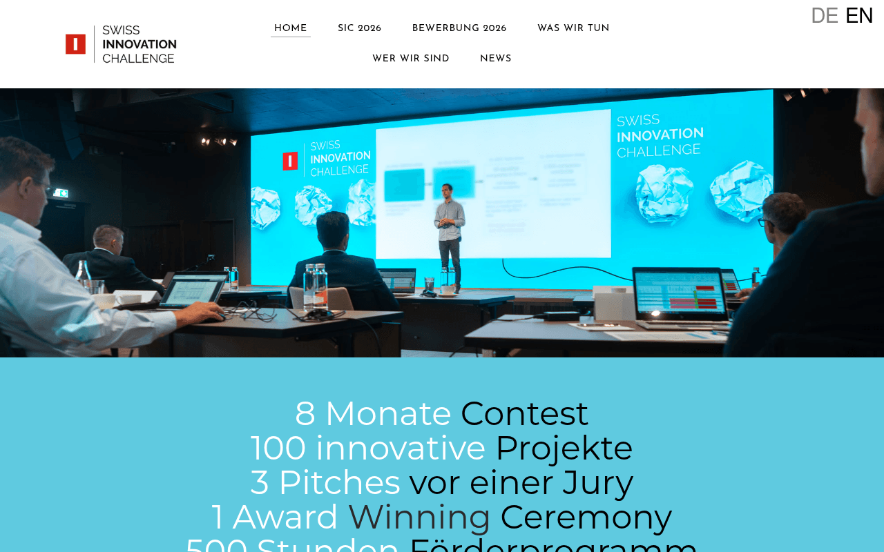 SWISS INNOVATION CHALLENGE - HOME website preview